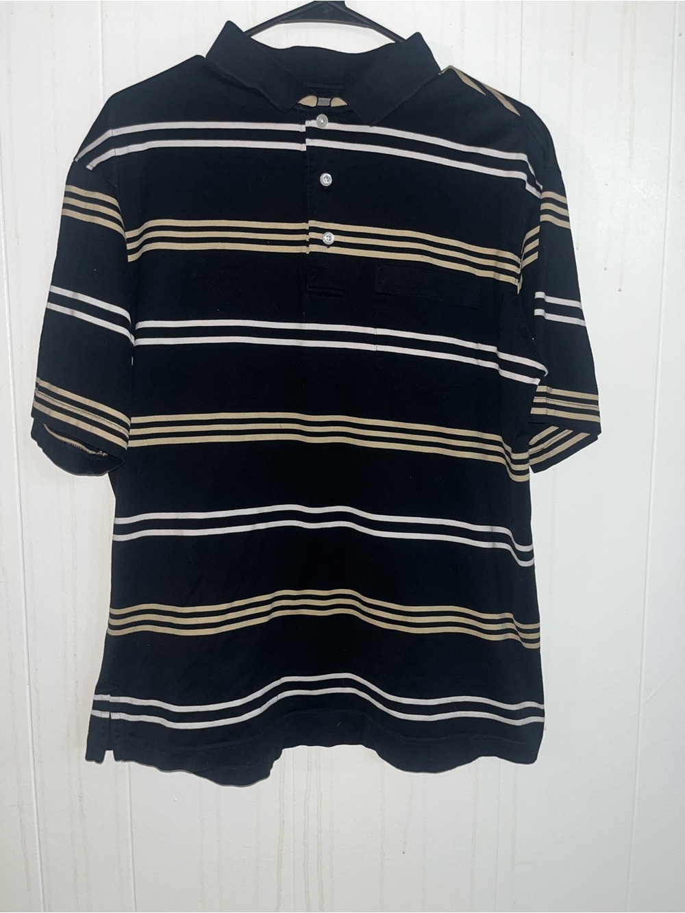 Daniel Cremieux Black Polo with White and Tan Stripes